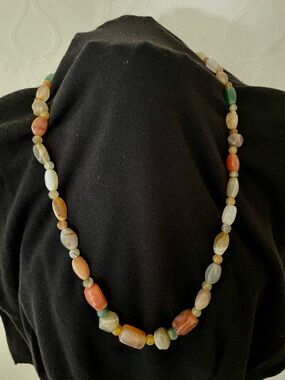 Vintage Multicolor Agate Bead Necklace - Natural Sone